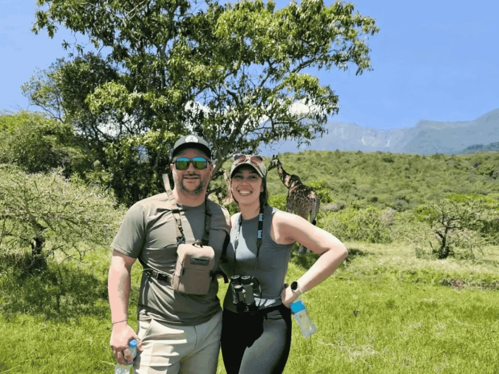 Picture Destination Arusha National Park. A happy couple visiting Arusha National Park with Maus Safari Company.